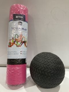 QTY OF ITEMS TO INCLUDE 20LB WEIGHT BALL WITH YOGA MATT