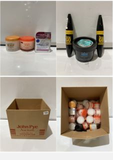 BOX OF BEAUTY ITEMS INCLUDING CANTU SHEA BUTTER HAIR DRESSING POMADE