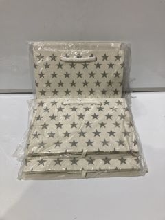 BOX OF HOME STORAGE BOX WHITE WITH GREY STARS