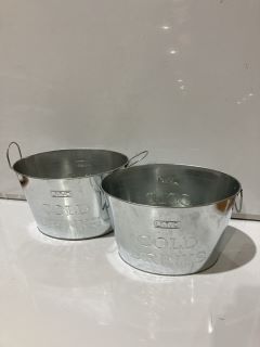 BOX OF HOME ITEMS INCLUDING COLD DRINKS SILVER BUCKET