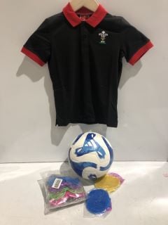 BOX OF ITEMS INCLUDING TIRO LEAGUE FOOTBALL