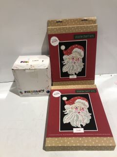 BOX OF CHRISTMAS ITEMS INCLUDING SIMPLY MAKE SEQUIN CRAFT KIT