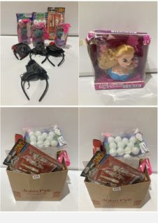 BOX OF GENERAL ITEMS INCLUDING MY PRINCESS BARBIE STYLING HEAD