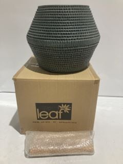 2 X MEDIUM LEAF DECORATIVE POT