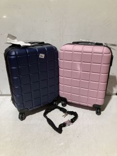 CABIN CASE BORDERLINE MINI SUITCASE WITH 360 SPIN WHEELS - BLUE & CABIN BASE BORDERLINE MINI SUITCASE WITH COMBINATION LOCK - PINK