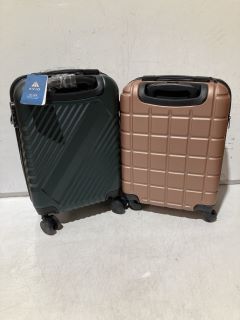 PINK MINI LUGGAGE WITH ROLLERS & GREEN MINI LUGGAGE WITH ROLLERS