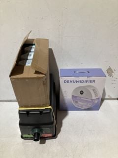 BOX OF ASSORTED ITEMS TO INCLUDE DEHUMIDIFIER WITH ONE CLICK DEHUMIDIFICATION