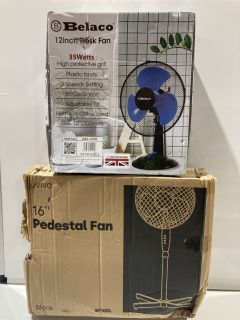 BOX OF ASSORTED ITEMS TO INCLUDE 6" PEDESTAL FAN