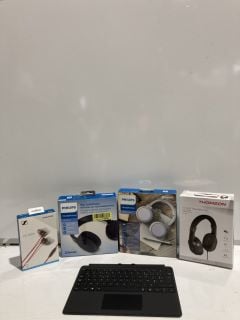 BOX OF ASSORTED TECH TO INCLUDE PHILIPS 4000 SERIES HEADPHONES & THOMSON TV HI-FI HEADPHONES