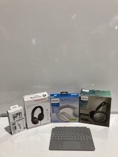 BOX OF ASSORTED TECH TO INCLUDE MICROSOFT SURFACE & SONY WI-XB400 EXTRA BASS EARBUDS