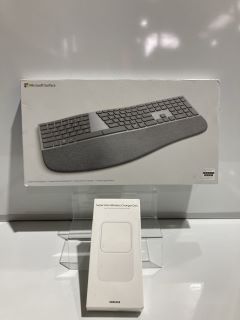 MICROSOFT SURFACE ERGONOMIC BLUETOOTH KEYBOARD & SAMSUNG SUPER FAST WIRELESS CHARGER DUO TOTAL RRP £217