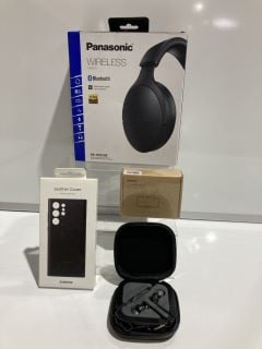 BOX OF ASSORTED ITEMS TO INCLUDE PANASONIC WIRELESS BLUETOOTH HEADPHONES