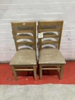 2 X BROWN OAK DINING CHAIRS