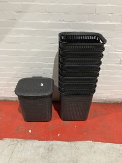 10 X BLACK LAUNDRY BASKET