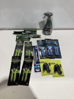 QTY OF ASSORTED ITEMS TO INCLUDE RAZORSHARP LARGE BYPASS SECATEURS (18+ ID REQUIRED)