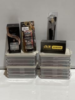 QTY OF ASSORTED ITEMS TO INCLUDE MECHANIX WEAR SAFETY EYEWEAR, MEPAL STORAGE BOX