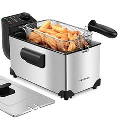 3 X AIGOSTAR - 3 LITRE DEEP FRYER, 2200W, STAINLESS STEEL TYPE 304 (ADJUSTABLE TEMPERATURE, AGNI) - LOCATION 26A.