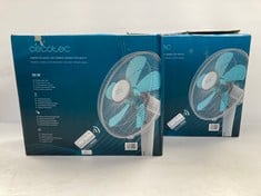 2 X CECOTEC FLOOR FAN WITH REMOTE CONTROL, 50 W, 5 X 40 CM BLADES, 3 SPEEDS, COPPER MOTOR, DISPLAY, WHITE - LOCATION 8A.