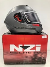 NZI HELMETS FULL FACE MOTORBIKE HELMET MATT GREY COLOUR SIZE L - LOCATION 23B.