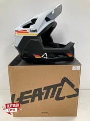 LEATT BIKE HELMET BLACK AND WHITE COLOUR SIZE L - LOCATION 27B.