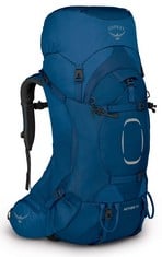 OSPREY AETHER 55 MEN'S HIKING BACKPACK, COLOUR BLUE, SIZE S/M - LOCATION 39B.