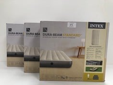 3 X INTEX 6410 DURA-BEAM STANDARD SINGLE HIGH - INFLATABLE MATTRESS, FIBER-TECH TECHNOLOGY, MULTICOLOUR, 99 X 191 X 25 CM - LOCATION 43B.