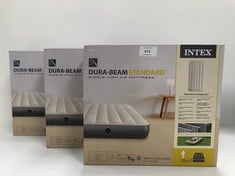 3 X INTEX 6410 DURA-BEAM STANDARD SINGLE HIGH - INFLATABLE MATTRESS, FIBER-TECH TECHNOLOGY, MULTICOLOUR, 99 X 191 X 25 CM - LOCATION 47B.