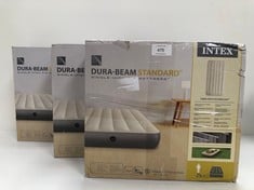 3 X INTEX 6410 DURA-BEAM STANDARD SINGLE HIGH - INFLATABLE MATTRESS, FIBER-TECH TECHNOLOGY, MULTICOLOUR, 99 X 191 X 25 CM - LOCATION 47B.