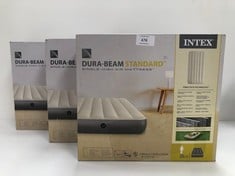 3 X INTEX 6410 DURA-BEAM STANDARD SINGLE HIGH - INFLATABLE MATTRESS, FIBER-TECH TECHNOLOGY, MULTICOLOUR, 99 X 191 X 25 CM - LOCATION 47B.