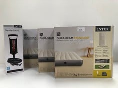 3 X INTEX 6410 DURA-BEAM STANDARD SINGLE HIGH - INFLATABLE MATTRESS, FIBRE-TECH TECHNOLOGY, MULTICOLOUR, 99 X 191 X 25 CM (INCL. INFLATOR) - LOCATION 51B.