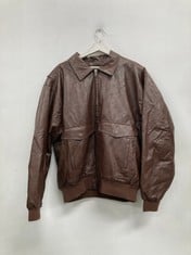 BDG LEATHER COAT SIZE M BROWN COLOUR - LOCATION 12B.