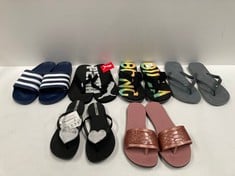 6 X FLIP FLOPS VARIOUS BRANDS AND SIZES INCLUDING IPAMENA FLIP FLOPS BLACK COLOUR SIZE 39 - LOCATION 29C.