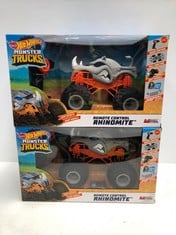 2 X HOT WHEELS MONSTER TRUCKS ALL TERRAIN RHINO REMOTE CONTROL - LOCATION 34C.