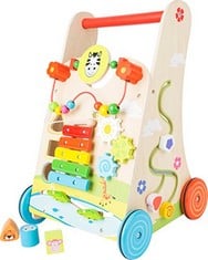 2 X SMALL FOOT 10606 FLOWERY MEADOW BABY WALKER, MADE OF WOOD, WITH DIVERSE PLAYTIME FUN FOR CHILDREN AGED 2+ YEARS TOY, MULTICOLOUR - LOCATION 26C.