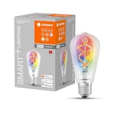 4 X LEDVANCE SMARTE LED-LAMPE MIT WIFI TECHNOLOGIE, E27, RGB-FARBEN ÄNDERBAR, EDISONFORM, FARBIGES FILAMENT ALS STIMMUNGSLICHT, ERSATZ FÜR HERKÖMMLICHE 60W-GLÜHBIRNEN, STEUERBAR MIT ALEXA, GOOGLE & A