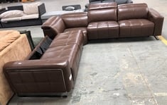 MARVELLA 3 SEATER, CORNER, 3 SEATER POWER RECLINER SOFA WITH POWER HEADREST IN TRUSTY SHEEN LEATHER CHOCOLATE BROWN - COMPLETE RRP £3899 (MISSING BACK / NOT COMPLETE)