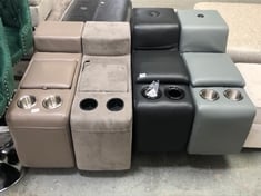 4 X ASSORTED SOFA CONSOLE PARTS TO INCLUDE MARVELLA SMART CONSOLE IN BLACK LEATHER (PARTS ONLY) (KERBSIDE PALLET DELIVERY)