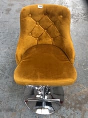 AVERS VELVET HEIGHT ADJUSTABLE BAR STOOL IN MUSTARD YELLOW