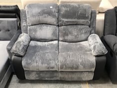 BOSTON GREY PLUSH FABRIC 2 SEATER MANUAL RECLINER SOFA - RRP £550