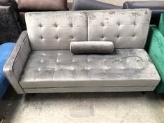 2 SEATER END SOFA BED PARTS IN GREY VELVET (PART ONLY)