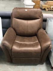 ELECTRIC POWER RECLINER ARMCHAIR IN BROWN LEATHER