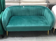 RUSSELL VELVET 2 SEATER SOFA IN GREEN VELVET - RRP £270