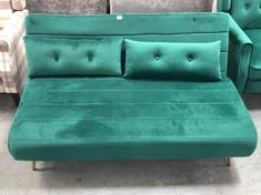 JOLA VELVET FOLDABLE SOFA BED IN GREEN VELVET WITH PILLOW - RRP £370