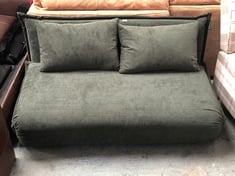 LOLA CORDUROY FOLDABLE SOFA BED WITH PILLOW IN DARK GREEN - RRP £350