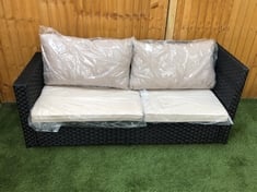 3 SEATER RATTAN END SOFA PART IN BLACK / NATURAL (PART ONLY)