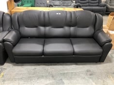 FAUX BLACK LEATHER 3 SEATER SOFA