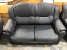 FAUX BLACK LEATHER 2 SEATER SOFA