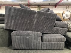 LEFT HAND FACING CHAISE SOFA PART IN DARK GREY FABRIC TO INCLUDE 2 SEATER END SOFA PART IN DARK GREY FABRIC (PARTS ONLY) (KERBSIDE PALLET DELIVERY)