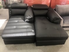 2 X RIGHT HAND FACING CHAISE SOFA PART IN BLACK LEATHER (PART ONLY)