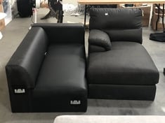 LEFT HAND FACING CHAISE SOFA PART IN BLACK TO INCLUDE 2 SEATER END SOFA PART IN BLACK LEATHER (PARTS ONLY)